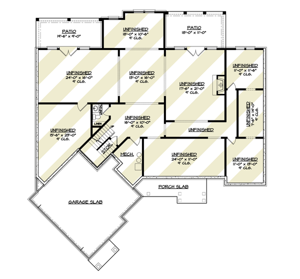 Craftsman Floor Plan - Lower Floor Plan #119-452