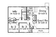 Ranch Style House Plan - 3 Beds 1.5 Baths 1160 Sq/Ft Plan #57-711 