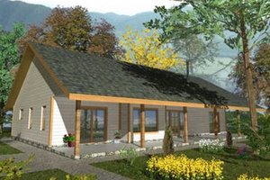 Cabin Exterior - Front Elevation Plan #117-517