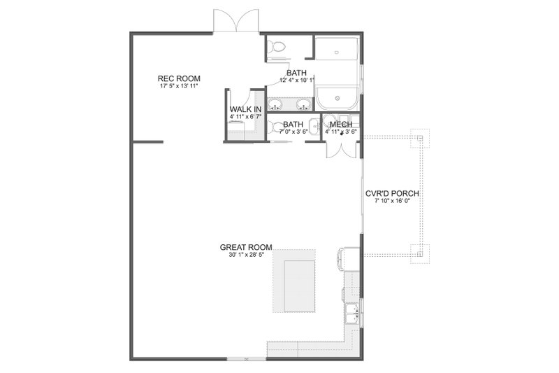 Home Plan - Floor Plan - Main Floor for Traditional House Plan #1060-202 - 1 bed, 1.5 bath