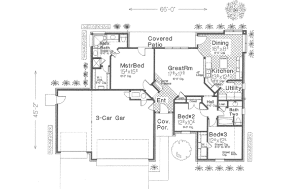 Floor Plan - Main Floor for Traditional House Plan #310-288 - 3 bed, 2 bath