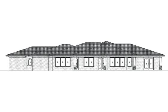 Exterior - Rear Elevation for Adobe / Southwestern House Plan #24-275 - 5 bed, 2.5 bath