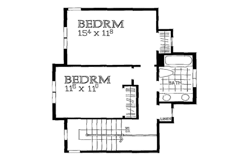 Home Plan - Floor Plan - Upper Floor for Bungalow House Plan #72-462 - 3 bed, 2.5 bath