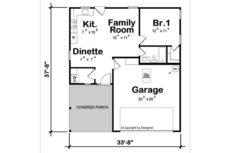 Dream House Plan - Floor Plan - Main Floor for Cabin House Plan #20-2654 - 1 bed, 1 bath