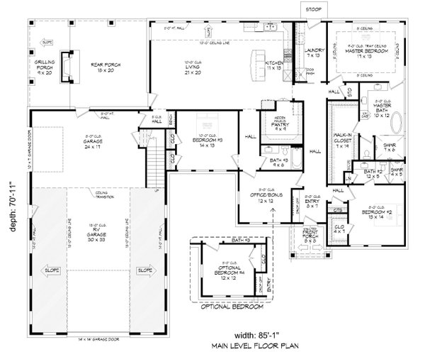 House Plan Design - Farmhouse Floor Plan - Main Floor Plan #932-1385