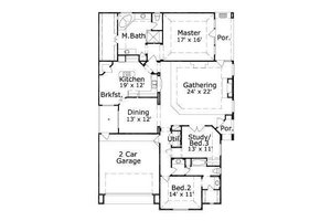 Floor Plan - Main Floor for European House Plan #411-350 - 3 bed, 2 bath