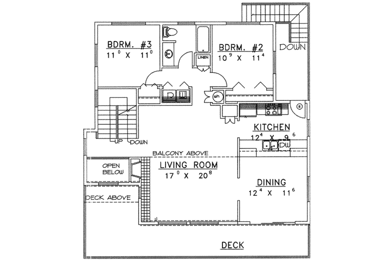 Home Plan - Floor Plan - Main Floor for Traditional House Plan #117-341 - 3 bed, 3 bath