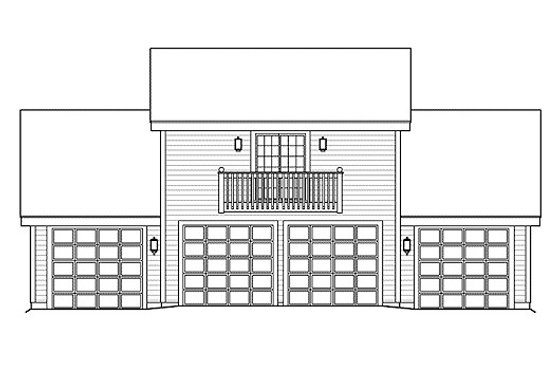 Exterior - Rear Elevation for Traditional House Plan #57-349 - 1 bed, 1.5 bath