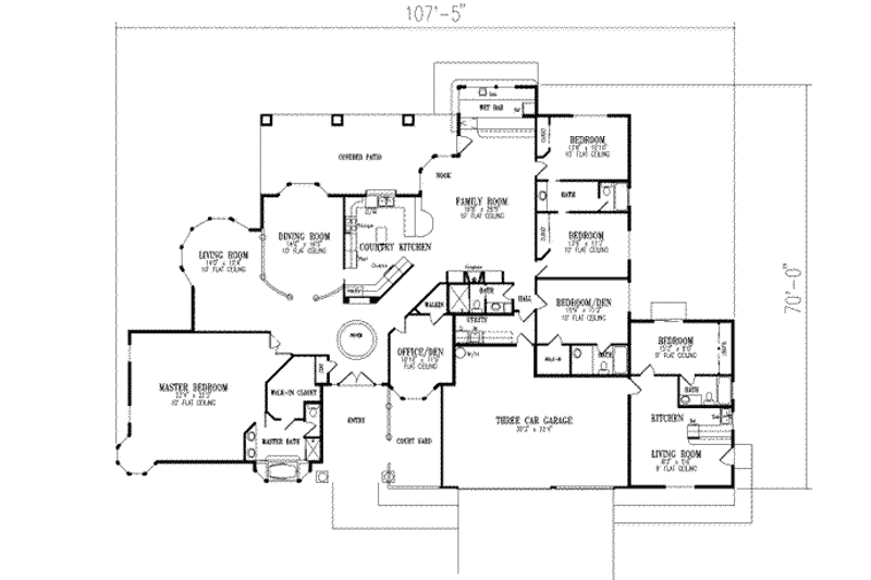 Home Plan - Floor Plan - Main Floor for Mediterranean House Plan #1-899 - 4 bed, 5 bath