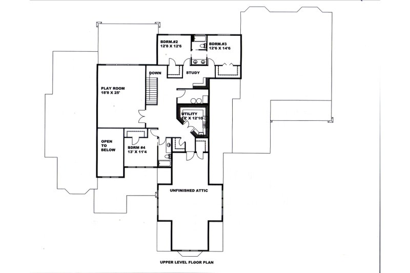 Architectural House Design - Floor Plan - Upper Floor for Country House Plan #117-892 - 6 bed, 4.5 bath