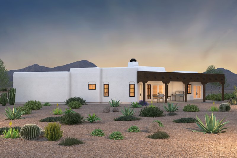 Architectural House Design - Exterior - Rear Elevation 2 for Adobe / Southwestern House Plan #72-127 - 3 bed, 2.5 bath