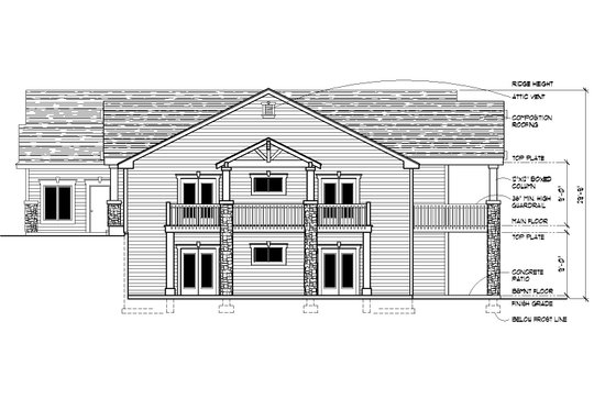 Exterior - Rear Elevation for Craftsman House Plan #112-210 - 3 bed, 2.5 bath