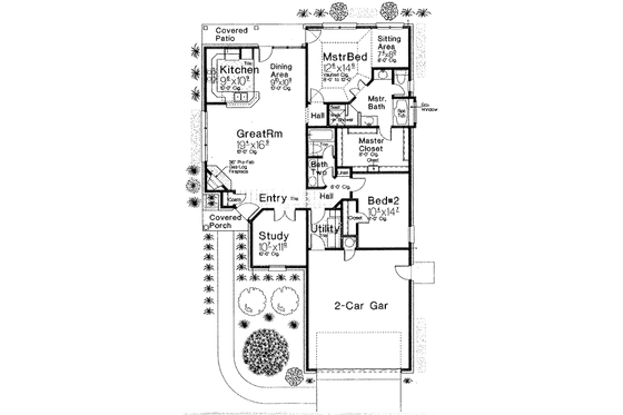 Floor Plan - Main Floor for Traditional House Plan #310-896 - 2 bed, 2 bath