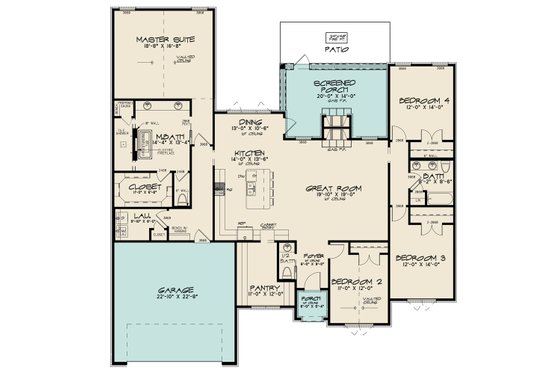 Floor Plan - Main Floor for European House Plan #923-187 - 4 bed, 2.5 bath