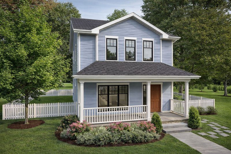 Traditional Style House Plan - 3 Beds 2.5 Baths 1297 Sq/Ft Plan #20-2105 Exterior