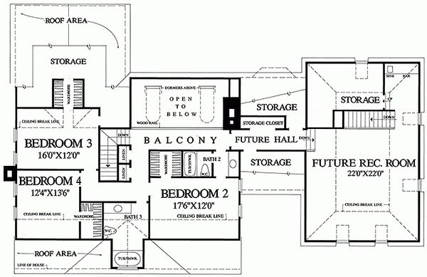 Architectural House Design - Southern Floor Plan - Upper Floor Plan #137-149