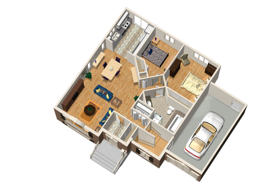 Floor Plan - Main Floor 1 for Country House Plan #25-4639 - 2 bed, 1 bath