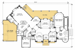 Floor Plan - Main Floor for Mediterranean House Plan #135-186 - 5 bed, 5.5 bath