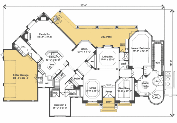 Mediterranean Floor Plan - Main Floor Plan #135-186