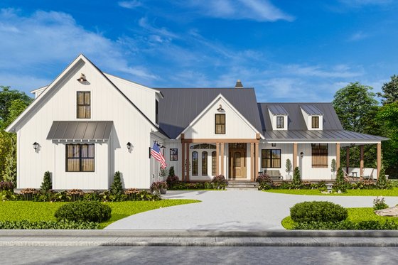 Exterior - Front Elevation 3 for Farmhouse House Plan #54-488 - 3 bed, 3.5 bath