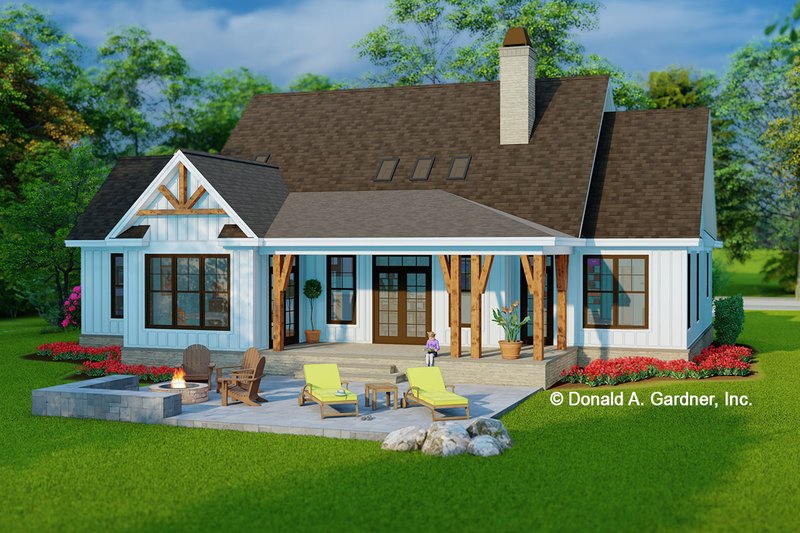 House Blueprint - Exterior - Rear Elevation for Craftsman House Plan #929-1170 - 3 bed, 2 bath