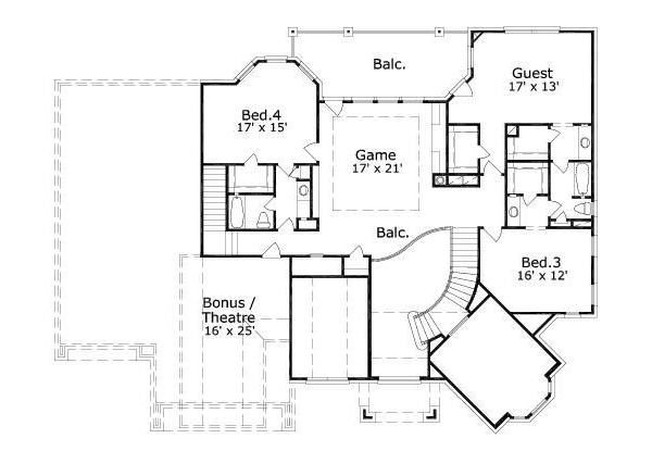 Traditional Floor Plan - Upper Floor Plan #411-307