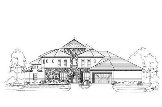 Exterior - Front Elevation for European House Plan #411-481 - 3 bed, 3.5 bath