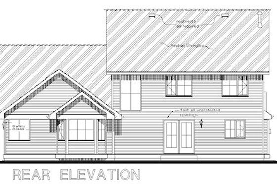 Exterior - Rear Elevation for Country House Plan #18-288 - 5 bed, 3 bath