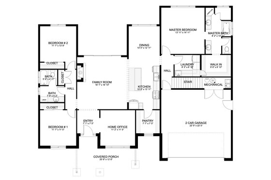 Floor Plan - Main Floor for Traditional House Plan #1060-59 - 3 bed, 2 bath