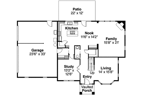 Floor Plan - Main Floor for Mediterranean House Plan #124-588 - 4 bed, 3.5 bath