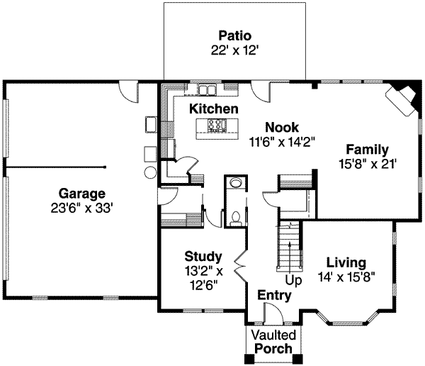 House Plan Design - Mediterranean Floor Plan - Main Floor Plan #124-588