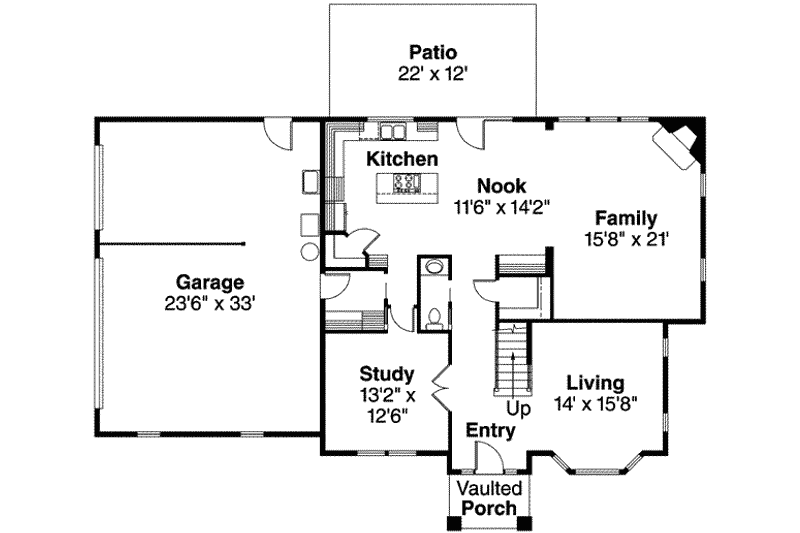 Home Plan - Floor Plan - Main Floor for Mediterranean House Plan #124-588 - 4 bed, 3.5 bath