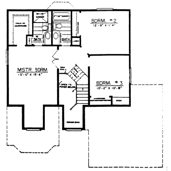 Traditional Floor Plan - Upper Floor Plan #303-108