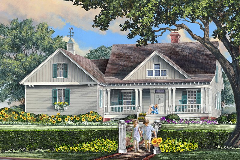 House Blueprint - Exterior - Front Elevation for Country House Plan #137-380 - 4 bed, 3 bath