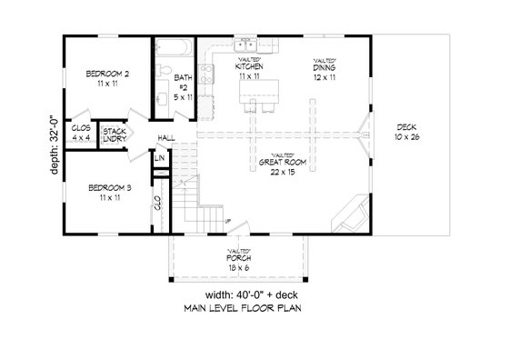 Floor Plan - Main Floor for Country House Plan #932-39 - 3 bed, 2 bath