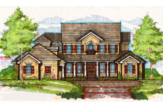 Exterior - Front Elevation for Traditional House Plan #135-170 - 5 bed, 4.5 bath