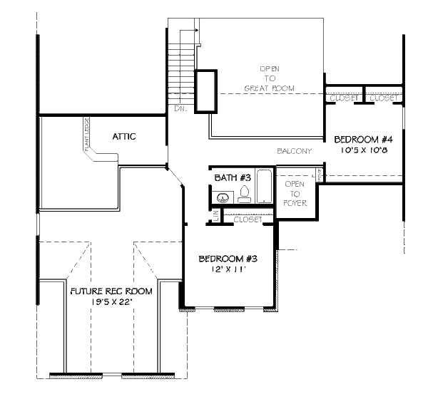 Traditional Floor Plan - Upper Floor Plan #424-26