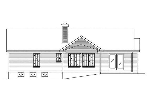 Exterior - Rear Elevation for Ranch House Plan #22-600 - 3 bed, 2 bath