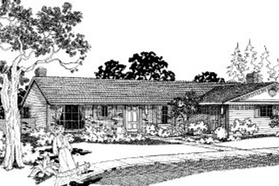 Exterior - Front Elevation for Ranch House Plan #303-171 - 2 bed, 1 bath