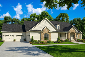 Ranch Exterior - Front Elevation Plan #17-1166