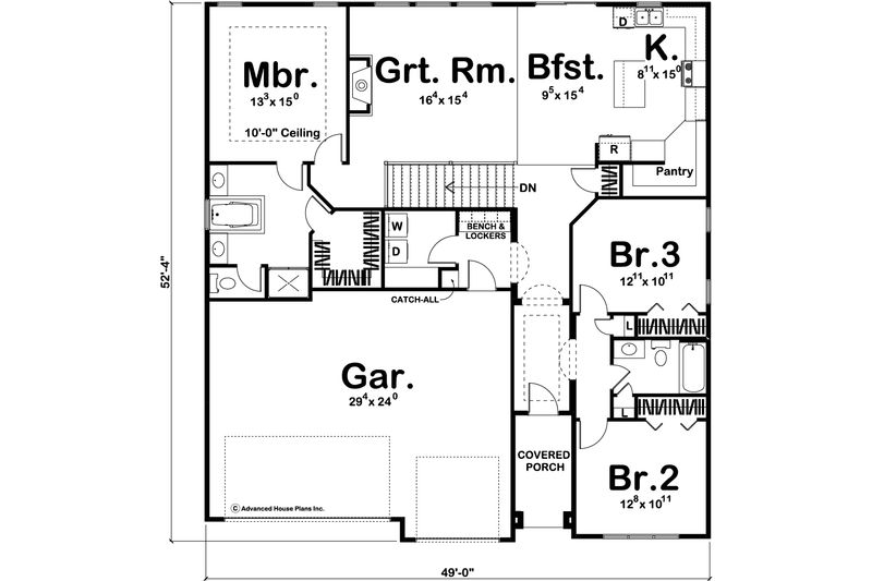 Architectural House Design - Floor Plan - Main Floor for Traditional House Plan #455-221 - 3 bed, 2 bath