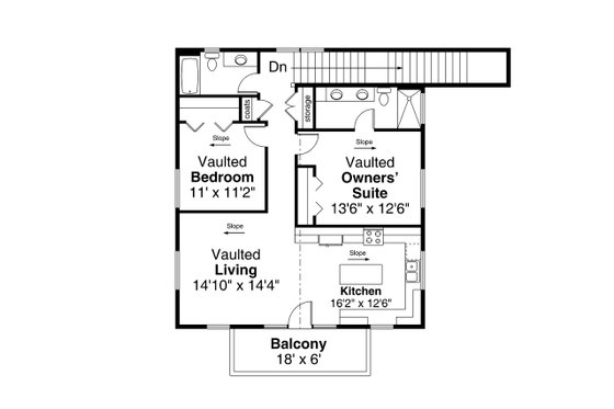 Floor Plan - Upper Floor for Farmhouse House Plan #124-1316 - 2 bed, 3 bath