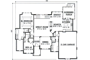 Floor Plan - Main Floor for Traditional House Plan #67-380 - 4 bed, 4.5 bath