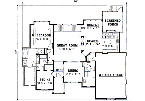 Traditional Floor Plan - Main Floor Plan #67-380