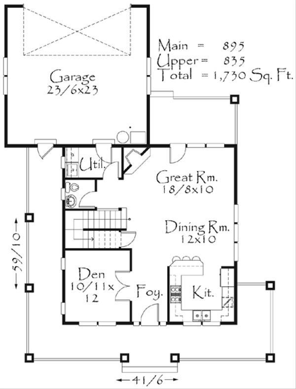 Farmhouse Style House Plan - 3 Beds 2.5 Baths 1730 Sq/Ft Plan #509-21 ...