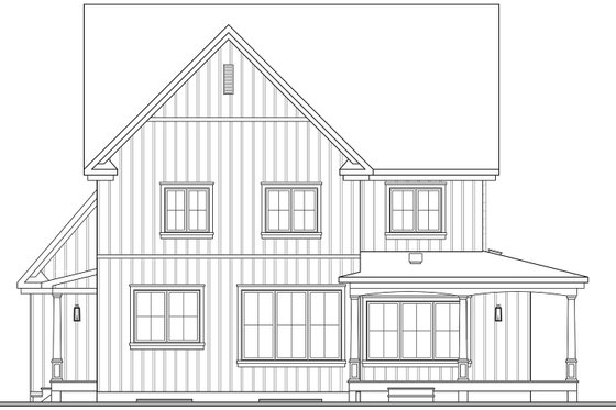Exterior - Rear Elevation for Farmhouse House Plan #23-587 - 4 bed, 2.5 bath