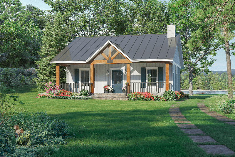 Country Style House Plan - 1 Beds 1.5 Baths 872 Sq/Ft Plan #21-464