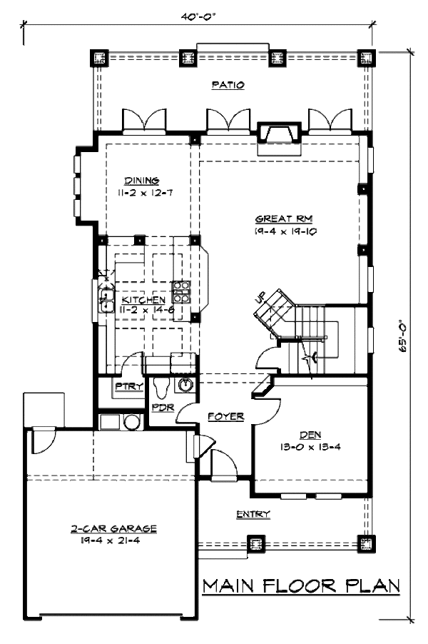 Craftsman Floor Plan - Main Floor Plan #132-187