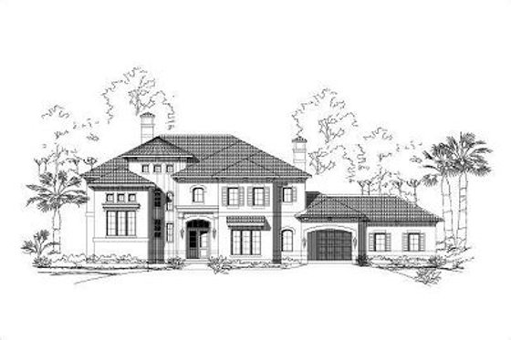 Exterior - Front Elevation for European House Plan #411-496 - 5 bed, 5.5 bath