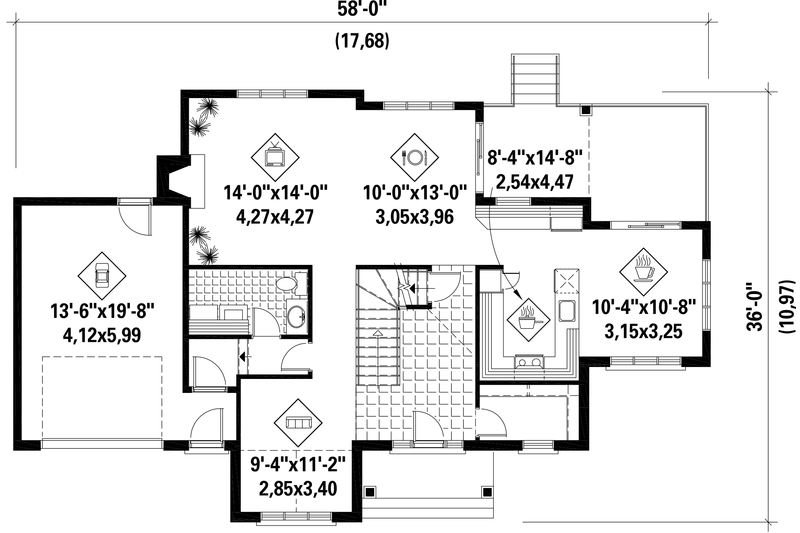 Dream House Plan - Floor Plan - Main Floor for Traditional House Plan #25-4716 - 3 bed, 2 bath